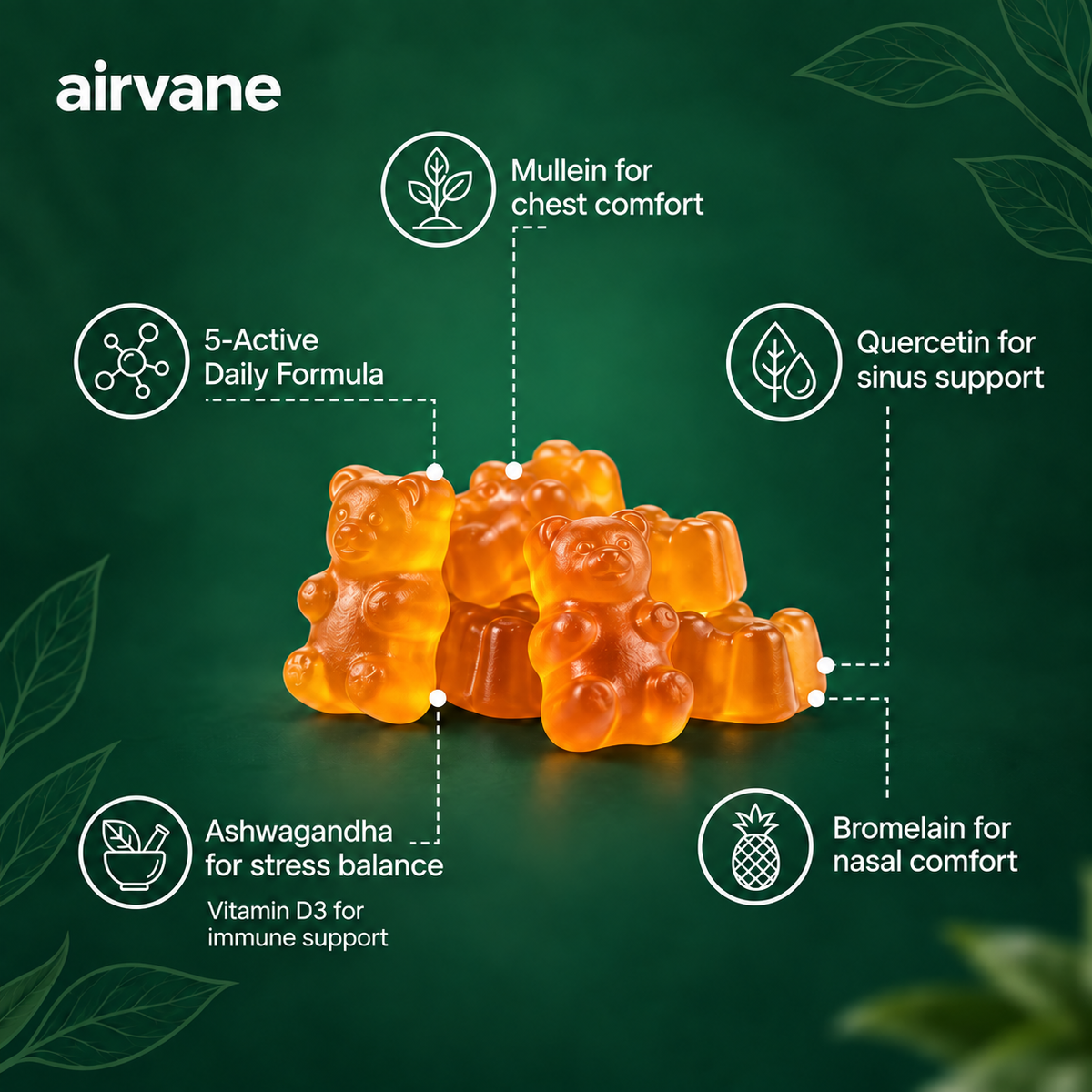 AIRVANE ClearLung™ Mullein Gummies